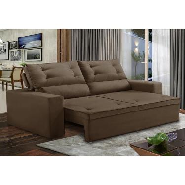 Imagem de Sofá Retrátil e Reclinável 3 lugares com Molas 2,00m Laisa Suede Marrom Madelina Decor