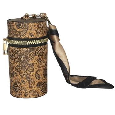 Imagem de Jinweixb Caixa de armazenamento de batom, dispositivo de armazenamento de esmalte de brilho labial de perfume, com lenço de seda e chaveiro dourado, pode ser pendurada em qualquer bolsa