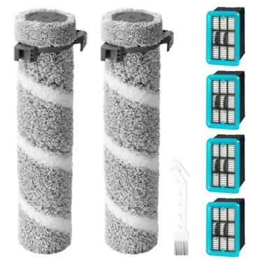 Imagem de Kit de substituição de filtro de rolo de escova 4111A 4109 para limpador de piso rígido sem fio Bissell CrossWave Edge, aspirador seco e úmido, 4 filtros HEPA, 2 rolos de escova, 1 escova de limpeza