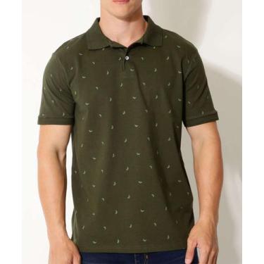 Imagem de Polo Masculina Estampada Manga Curta MR-81937, Verde militar, P