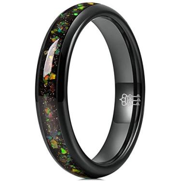 Imagem de Anéis de tungstênio com três chaves femininos Opaly Incrustados 4 mm de anéis de noivado e presentes de casamento Verde