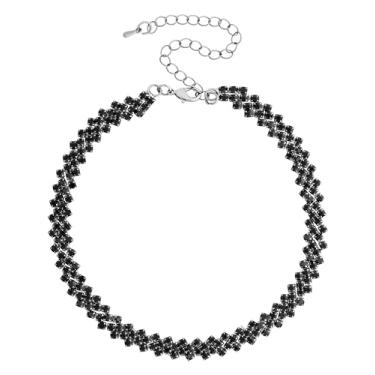 Imagem de Sacina Colar gargantilha de strass, colar de cristal, colar de diamante falso para mulheres, colar brilhante, bijuteria, presente de Natal para mulheres, Liga de zinco, cobre, strass, Sem Pedra