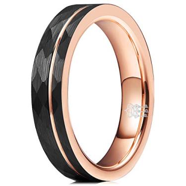 Imagem de THREE KEYS JEWELRY Anéis de tungstênio unissex para homens e mulheres, anéis de noivado martelados, abobadados foscos escovados, Metal, Sem pedra preciosa