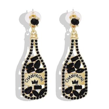 Imagem de Brincos de garrafa de champanhe rosa de cristal Margarita Tequila Brincos pendentes de taça de vinho, joias de festa, presentes para mulheres, presentes de amizade, presentes para mulheres, dia dos