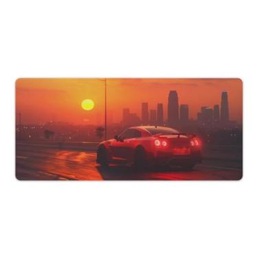 Imagem de FoRes JDM Tapete de mouse grande para jogos anime Jdm carro R35 pôr do sol lindo tapete de mesa base de borracha antiderrapante acessórios de computador laptop suprimentos bloco de escrita para