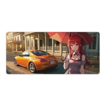 Imagem de HouLaiZhe JDM 350z Anime Japonês Menina Grande Gaming Mouse Pads Tapete de Mesa Base de Borracha Antiderrapante Laptop Acessórios de Computador Suprimentos Bloco de Escrita para Escritório Casa 40 x