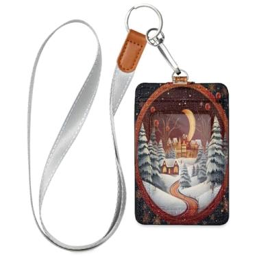 Imagem de Wassud Cordão de couro PU para cartões de Natal para crachás de identificação, porta-chaves, porta-crachás, cartões de crédito para escritórios, funcionários, estudantes, funcionários