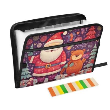Imagem de Wassud Feliz Natal, 13 bolsos, organizador de arquivos sanfonados, pastas expansíveis com abas e adesivos, organizador de pastas de documentos de recibo de papel tamanho carta A4 para viagens de