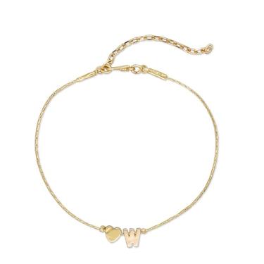 Imagem de Agriajun Pulseira delicada com inicial de coração dourado para mulheres, adolescentes, meninas, nome personalizado, alfabeto, letra, ajustável, berloque, pulseiras amigas, joias modernas, presente,
