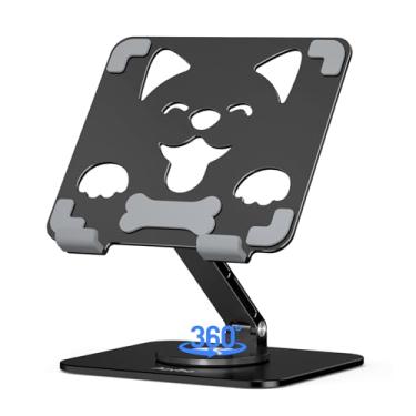 Imagem de Aoviho Suporte de tablet para iPad, suporte de alumínio giratório de 360° – Suporte de mesa ajustável dobrável para iPad Pro 12.9/11, Samsung Tab – Uso doméstico e em viagens, ótimo presente para mães