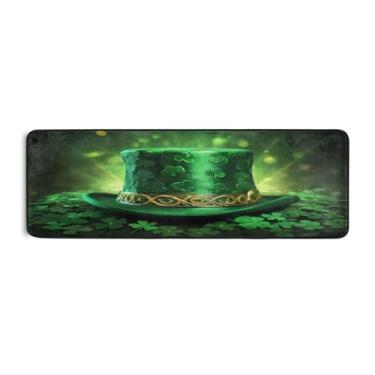 Imagem de Burbuja Tapete de corredor de chapéu de São Patrício 61 x 183 cm, tapete lavável antiderrapante com suporte de borracha, tapete para sala de estar, corredor, decoração de casa