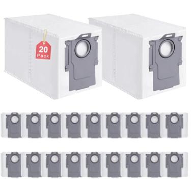 Imagem de Pacote com 20 sacos de pó para Roborock, Q revo, Qrevo S, Qrevo Plus, Qrevo Master, S8 MaxV/MaxV Ultra, Saros 10/10R, sacos de aspirador de pó de substituição para Qrevo Pro, limpador Qrevo MaxV/Pro