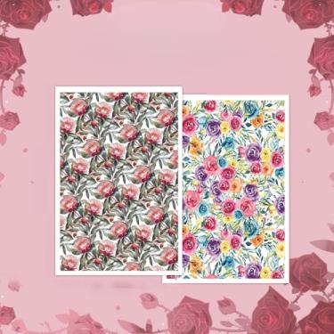 Imagem de Papel de transferência para argila de polímero, 2 designs, 12 peças, papel de transferência de argila de flores para brincos de argila de polímero, joias de argila para pintura a óleo