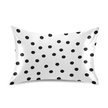 Imagem de Fronha de almofada padrão King Queen com pontos pretos e brancos minimalistas estampa refrescante confortável roupa de cama king size 101,6 cm x 50,8 cm