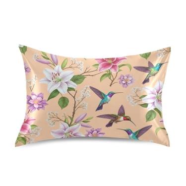 Imagem de Fronhas coloridas de cetim floral pastel para resfriamento de cabelo padrão Queen King fronhas personalizadas decoração de cama de casa tamanho queen 76 cm x 50 cm