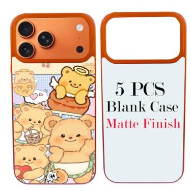 Imagem de JUSTRY Capa para celular com 5 peças de sublimação em branco compatível com iPhone 17 Pro, 6,3 polegadas, fácil de sublimar, faça você mesmo, 2 em 1, capa móvel de TPU macio 2 em 1 + inserções rosa