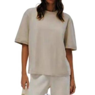 Imagem de Blusa Feminina Hering MC Malha Interlock Bege - 4H2VHJMEN-Feminino