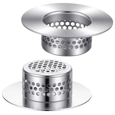 Imagem de Pacote com 2 filtros de ralo de pia de banheiro, filtro de ralo de pia de banheiro de banheira filtro de drenos de aço inoxidável coletor de cabelo para lavanderia, piscina de esfregão, utilitário