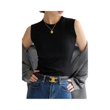 Imagem de Camiseta Sem Mangas Colorida Para Mulheres, Regata Com Decote Redondo 