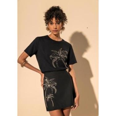 Imagem de Saia Curta De Cintura Alta Com Bordados E Paetês-Feminino