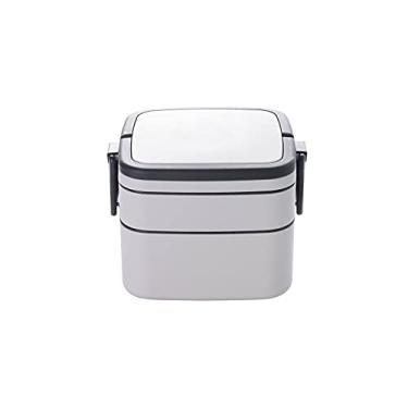 Imagem de Lancheira 1100 ml, portátil, 2 camadas, saudável, lancheira, recipiente para alimentos, micro-ondas, lancheira com talheres, lancheira (C)