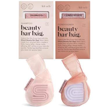 Imagem de Kitsch Bolsa protetora de sabão em barra – Bolsa de malha patenteada Suporte de sabão para barras de xampu e condicionador - estende o uso e evita sujeira encharcada - Bolsa de beleza de malha