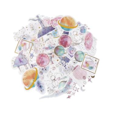 Imagem de 60 pçs adesivos de folha dourada bonito aquarela washi adesivos estéticos de desenho animado para álbuns, agendas, calendários, cadernos e artesanato de artes DIY