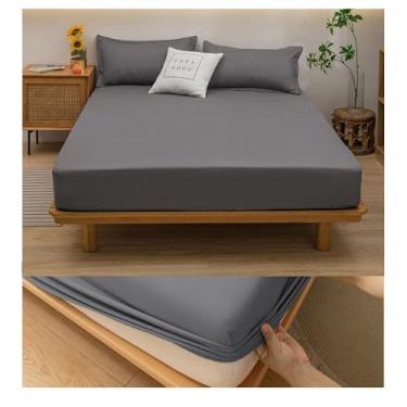 Imagem de Lençol Queen Size de qualidade hoteleira - algodão ultramacio e respirável - microfibra escovada - bolso profundo para cama queen size 150 x 200 + 35 cm