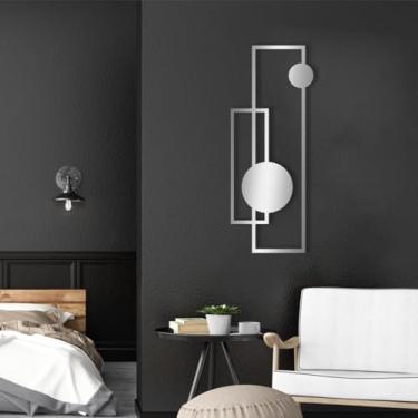 Imagem de Arte de parede de metal geométrico, arte abstrata de parede de metal, decoração de parede geométrica, arte de parede minimalista, arte de parede de linha, decoração de arte de linha de metal