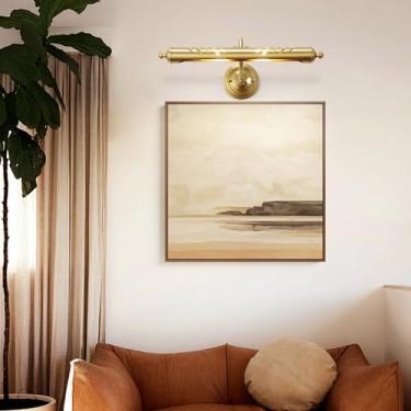 Imagem de Luminária de parede estilo galeria de arte, moderna, com espelho frontal em metal, braço articulado ajustável em 270°, LED embutido para exibição de quadros, ideal para quarto, sala de janta