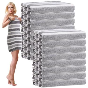 Imagem de SmoothNovelty Pacote com 16 toalhas de banho de microfibra a granel 79 x 152 cm toalha de banho tamanho grande altamente absorvente extra grande secagem macia para chuveiro praia inverno salão esporte