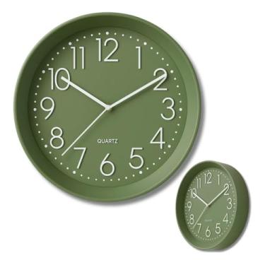 Imagem de Relógio De Parede Decorativo Grande Cozinha Sala Quarto Verde-musgo