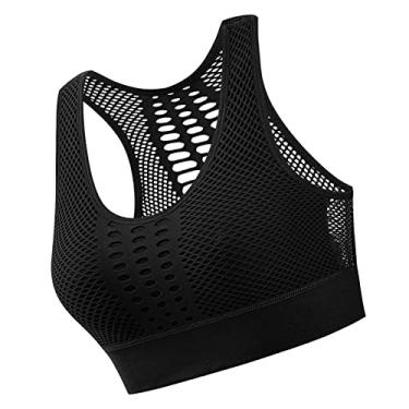 Imagem de Sutiã Esportivo de Malha, sutiã Feminino Preto Elástico para Treino, Beleza, Costas, Tecido, Confortável para Corrida (GG)