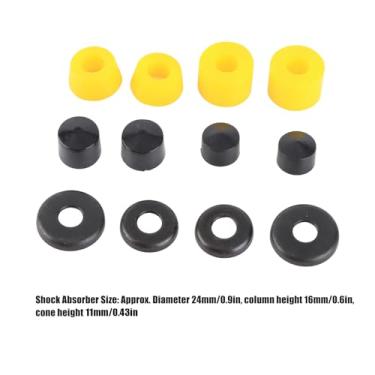 Imagem de HUIOP Conjunto de Buchas de Skate, Buchas Substituição Amortecimento PU 90A Com Alto Rebote para Suportes Skate 5,0-5, Polegadas, para Prancha Peixe, Balancim Duplo, (Amarela)