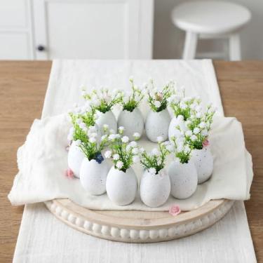 Imagem de FoldTier 12 peças de ovos salpicados de Páscoa texturizados, ovos de resina neutro, guirlandas, decoração rústica de primavera para ovos de mesa de casa