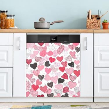 Imagem de ATTX Capa magnética colorida em forma de coração para lava-louças | Adesivo decorativo de eletrodomésticos de 58 cm x 66 cm para armários domésticos e eletrodomésticos #38