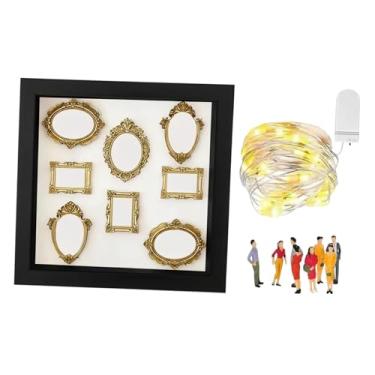 Imagem de Baoblaze Caixa de Silhuetas de Mini Museu DIY para Exibição de Memórias, Decoração para Casa, para Homens e Mulheres, Moldura de Madeira com Miniaturas, Moldura Preta