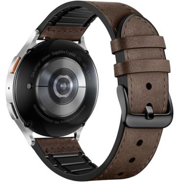 Imagem de Adorve Pulseiras de couro compatíveis com Samsung Galaxy Watch 7/Galaxy Watch 6 de 40 mm e 44 mm, Watch 6/4 Classic, 5 Pro/5/4/FE/Active 2, pulseira de couro de grão superior de 20 mm para Samsung