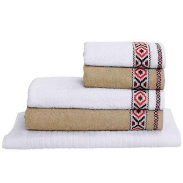 Imagem de Jogo de Toalhas Banho 5 peças Algodão Felpuda Dohler Jacquard Premium,