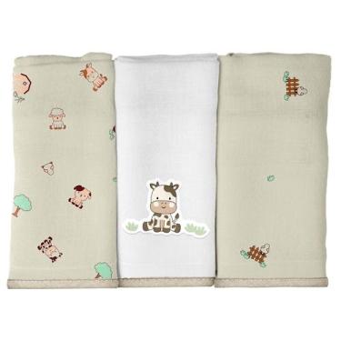 Imagem de Toalha de Boca em Malha para Bebê 30 cm x 35 cm Bublim, Fazendinha