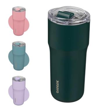 Imagem de BJPKPK Copo isolado, copo de aço inoxidável de 680 g com tampa, caneca de café de viagem de parede dupla, mantenha as bebidas frias e quentes, verde floresta