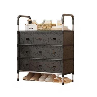 Imagem de Sapateira 4/6 andares Organizador Largura 60/80 cm Com Capa Protetora Contra Poeira p/Tênis, Hall de Entrada e Quarto(4 Camadas-Preto-60cm)