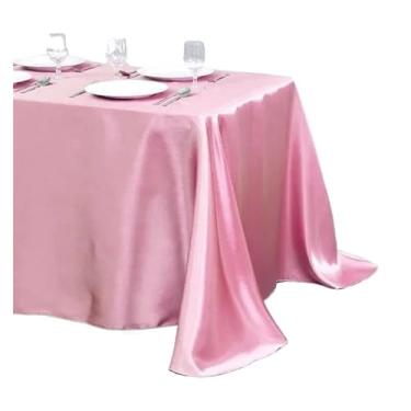 Imagem de Toalha de mesa de cetim de cor sólida, sobreposição, toalha de mesa, aniversário, casamento, banquete, restaurante, festival, festa, suprimento (rosa, 145 x 275 cm)