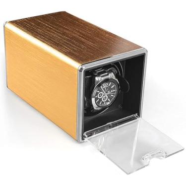 Imagem de Caixa de enrolamento de relógio – Mini caixa de enrolamento automático de relógio 1+0, agitador, motor, rotador, toca-discos, caixa de armazenamento de relógio (ouro escovado)