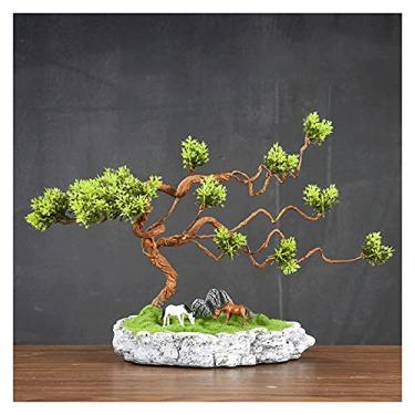 Imagem de Plantas falsas/plantas falsas, árvore de bonsai artificial, vaso de plantas falsas, bonsai falso de pinheiro, para exibição de mesa de jardim no peitoril da janela, plantas artificiais de 22 cm para
