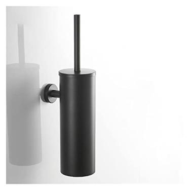 Imagem de Suporte de escova de banheiro preto fosco, escova de vaso sanitário de aço inoxidável 304 montada na parede para armazenamento de banheiro e organização escova de limpeza (preto)