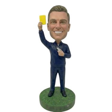 Imagem de Bobblehead personalizado de árbitro de futebol personalizado da foto - Oficial com postura de cartão e apito, presente divertido para entusiastas de árbitros