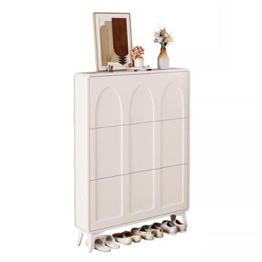 Imagem de HHHJQFAAT Sapateira moderna armário de sapatos branco, suporte independente para armazenamento de sapatos com 3 gavetas, organizador estreito de sapatos para corredor de entrada (uma cor 60 x 17 x 120
