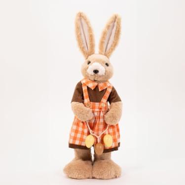 Imagem de Coelho de Páscoa Enfeite em Palha Artesanal Laranja 55cm