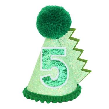 Imagem de Chapéu de festa HODIHIWI Dinosaur 5º aniversário com tema de dinossaur